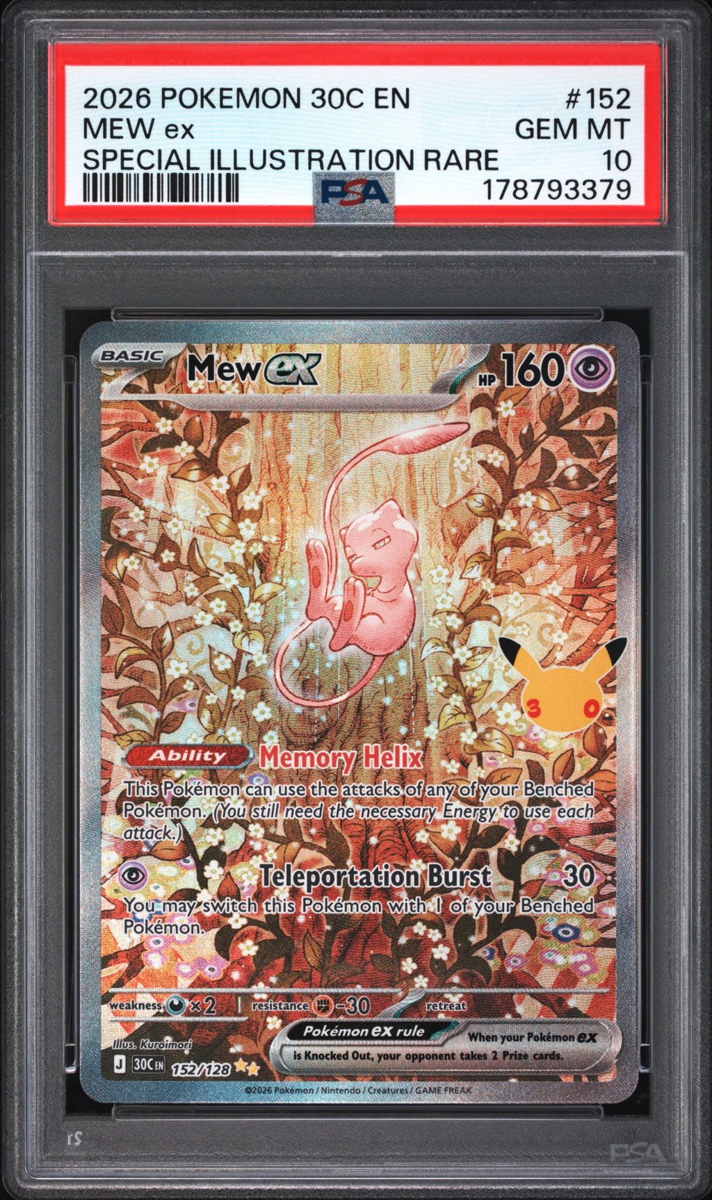 Mew ex #152 – 30th Celebration – Special Illustration Rare – PSA 10